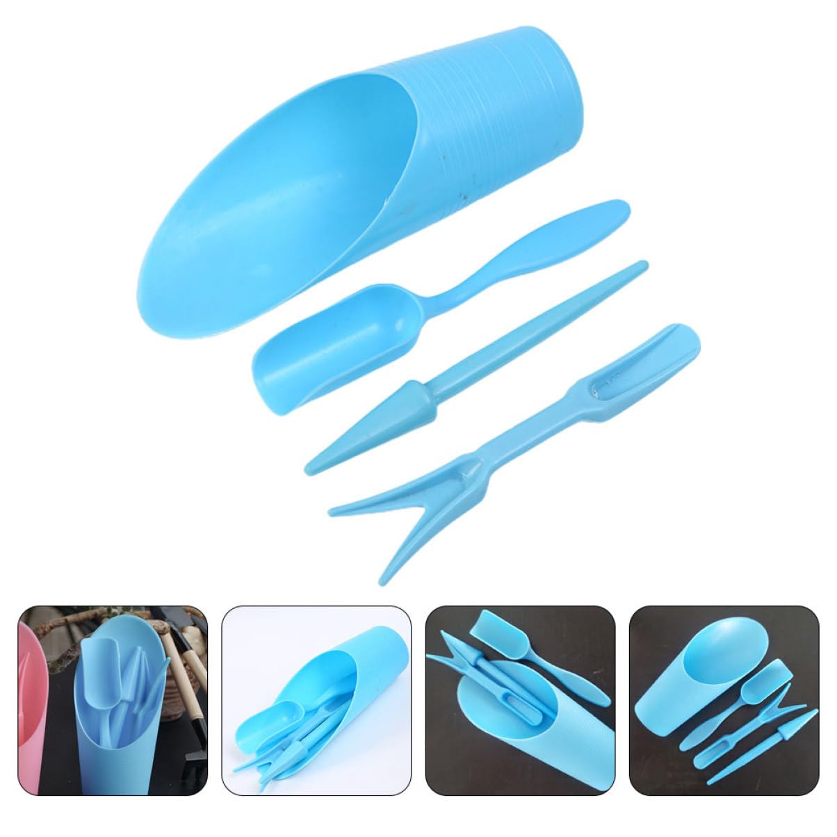 Soil Scoop Tool - 4 ピース/セット、プラスチック耐久性のあるバケツシャベル鉢植え栽培シリンダー MeatPlant 土壌シャベルガーデンツールミニ庭の植栽ツール