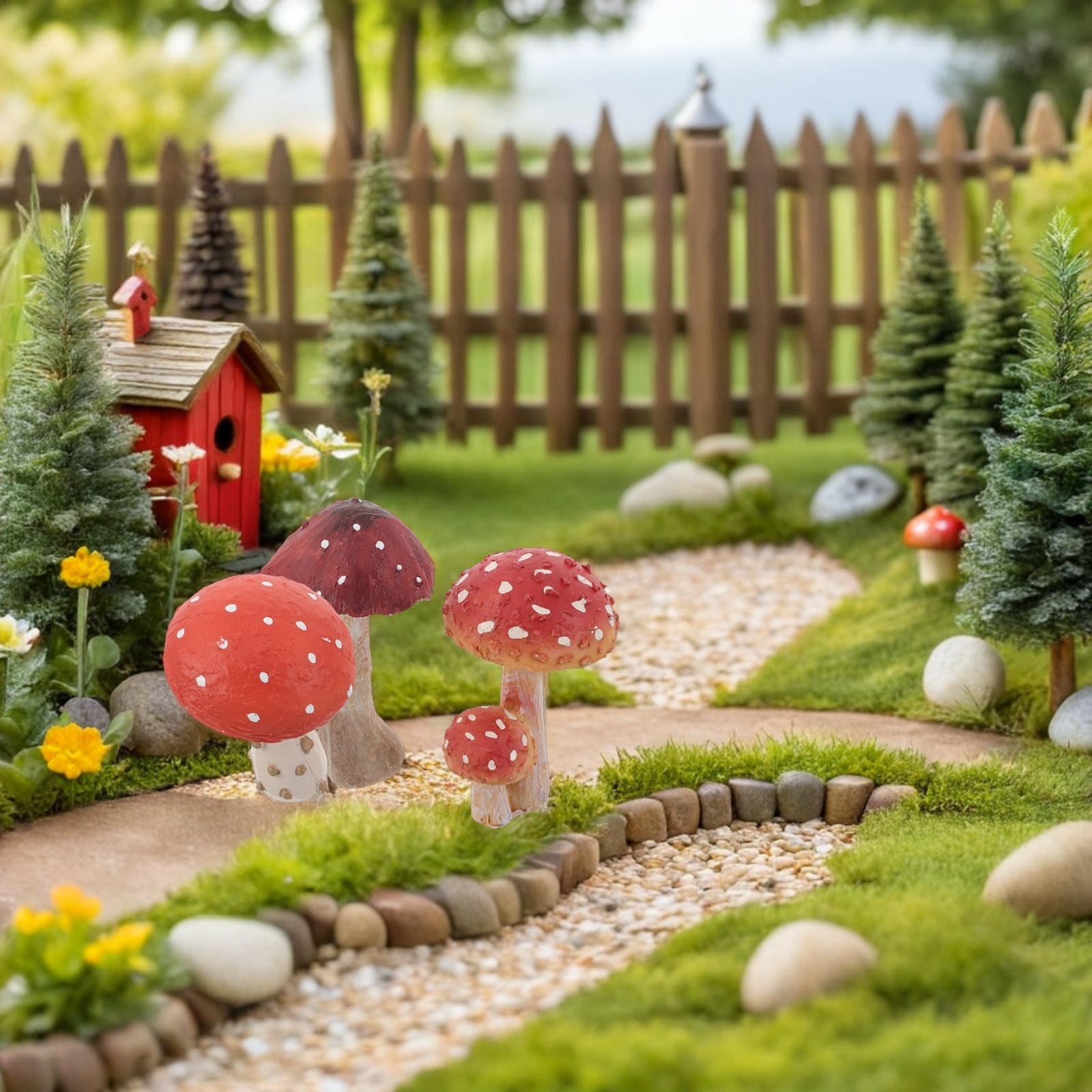 Bonsai Garden Set Up - 3個入り樹脂製キノコガーデンスタチューデコレーション屋外彫刻、庭、パティオ、芝生、中庭、ミニ盆栽、景観装飾用
