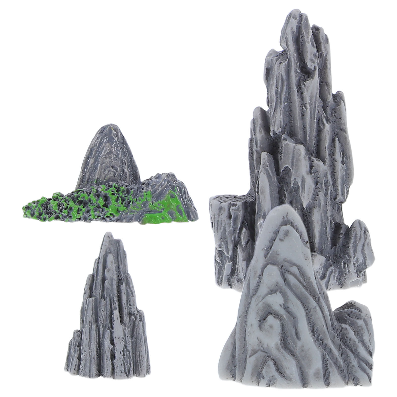 Bonsai Garden Set Up - 4個入り、精巧なミニチュア樹脂製岩の置物。マイクロランドスケープ、盆栽、水槽、庭、バルコニー、室内テラリウムのDIY装飾に。