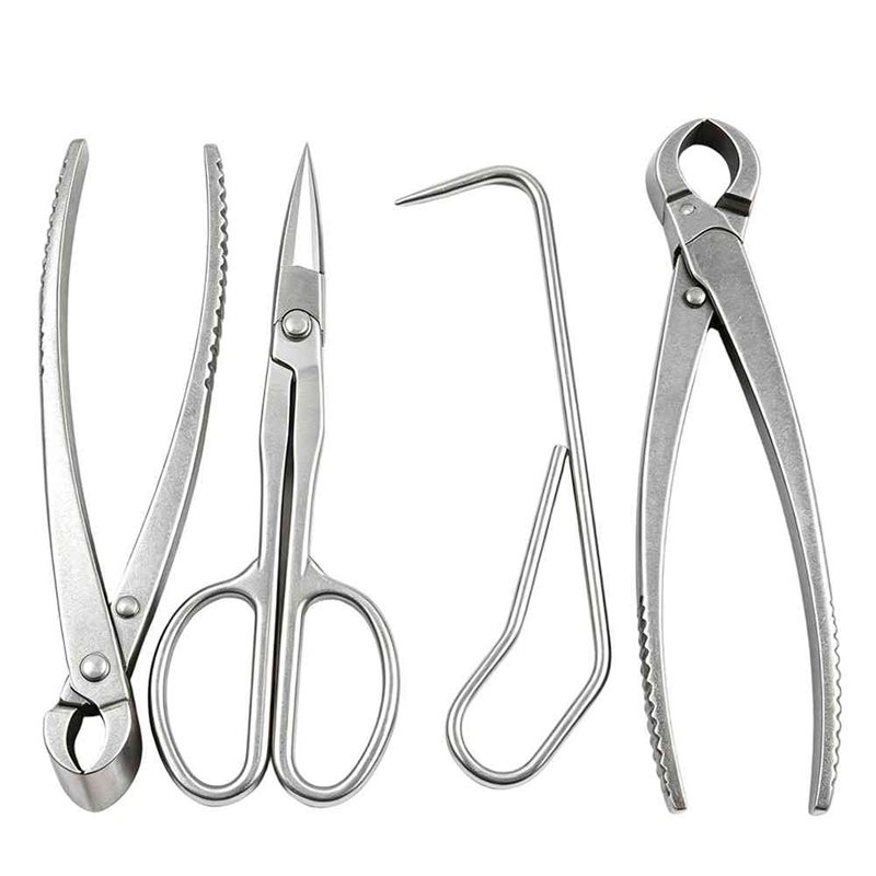 Bonsai Tool Set - ABAE-盆栽ツール、4ピース盆栽ツールセット-ナイフカッター、凹型カッター、植物ケアと根鉤付き、ノブ付き