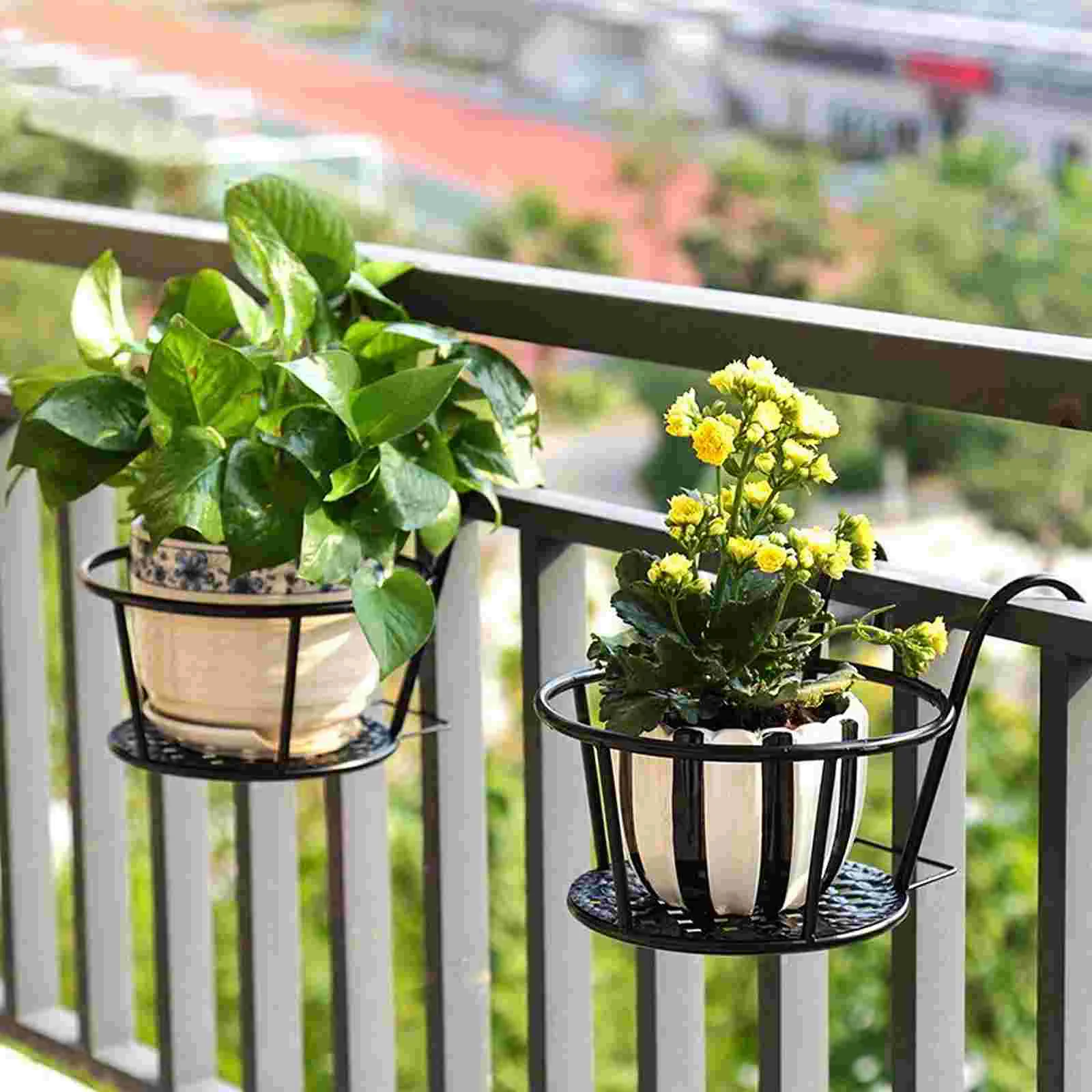 Bonsai Garden China - 2個セット アイアン製 植木鉢スタンド 壁掛け バルコニー プランターラック