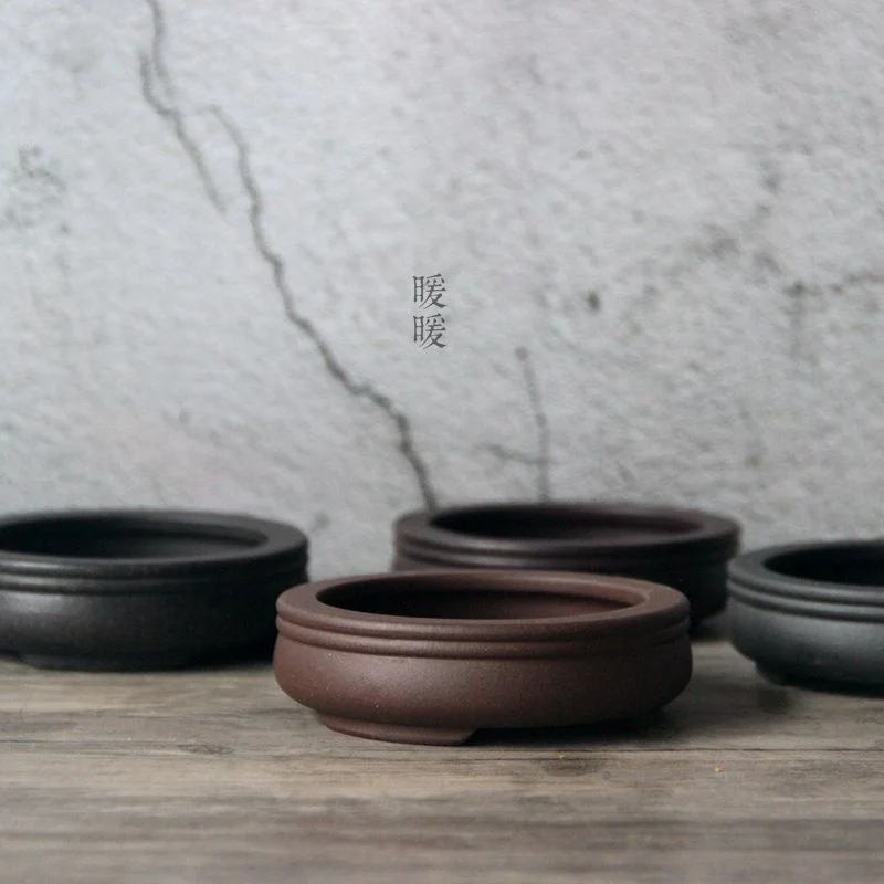 陶器製円形盆栽鉢、プレート、紫砂、自然、伝統的な中国風、寮の - Bonsai Garden China のレビューと価格