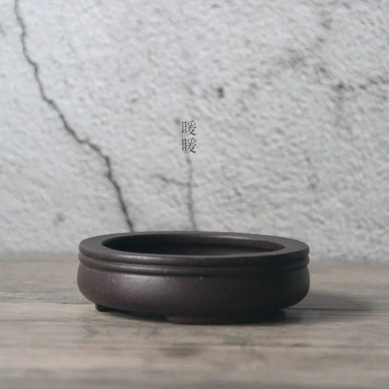 陶器製円形盆栽鉢、プレート、紫砂、自然、伝統的な中国風、寮の - Bonsai Garden China のレビューと価格