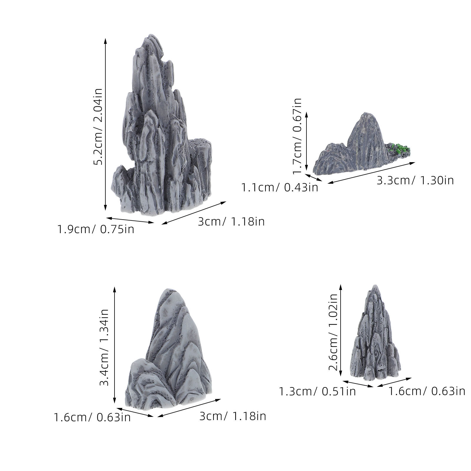 4個入り、精巧なミニチュア樹脂製岩の置物。マイクロランドスケ - Bonsai Garden Set Up のレビューと価格