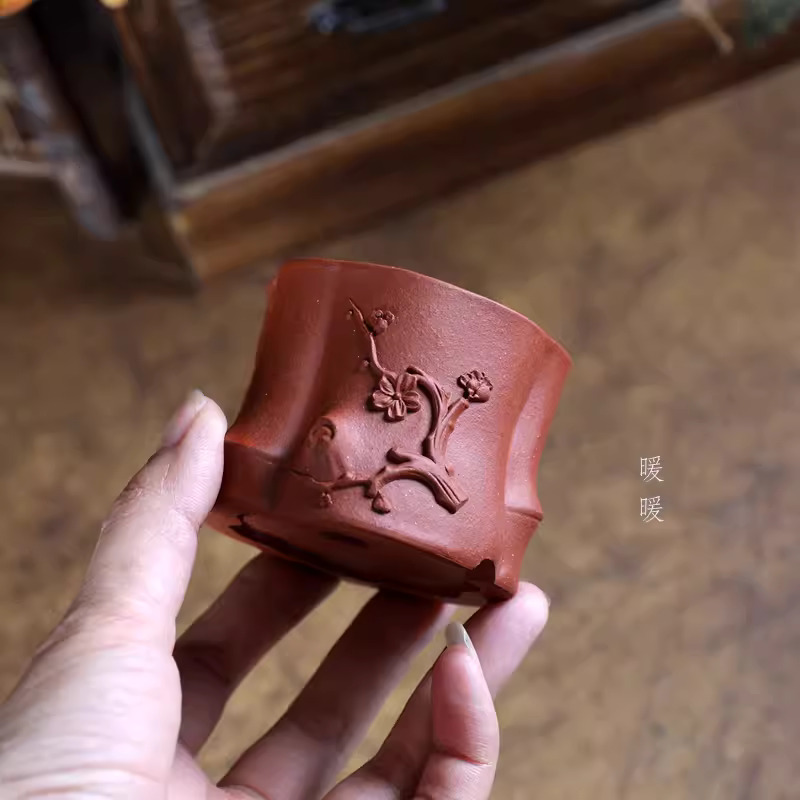 紫の砂の盆栽ポット,刻まれた花の枝のパターン,伝統的な中国の - Bonsai Garden China のレビューと価格