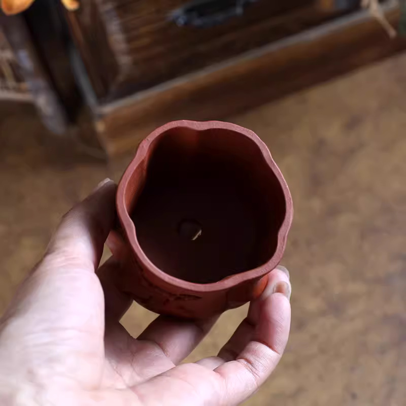 紫の砂の盆栽ポット,刻まれた花の枝のパターン,伝統的な中国の - Bonsai Garden China のレビューと価格